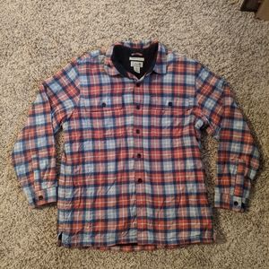 LL Bean fleece lined flannel shirt size Lg